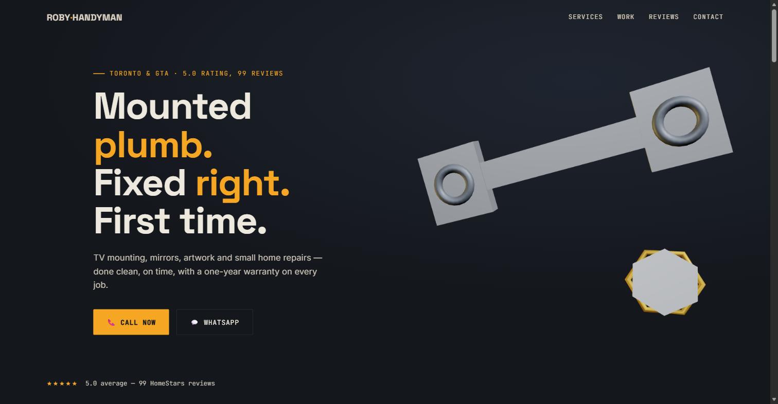 Roby TV Mounting and Handyman website homepage