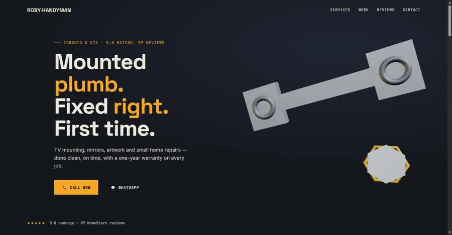 Roby TV Mounting and Handyman website homepage